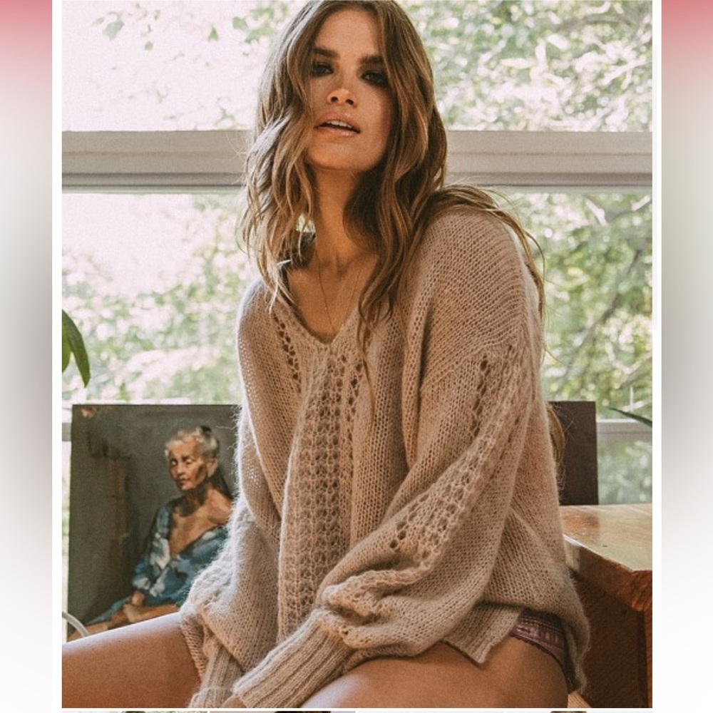 RARE Spell Beige Knit V-Neck Sweater Stone